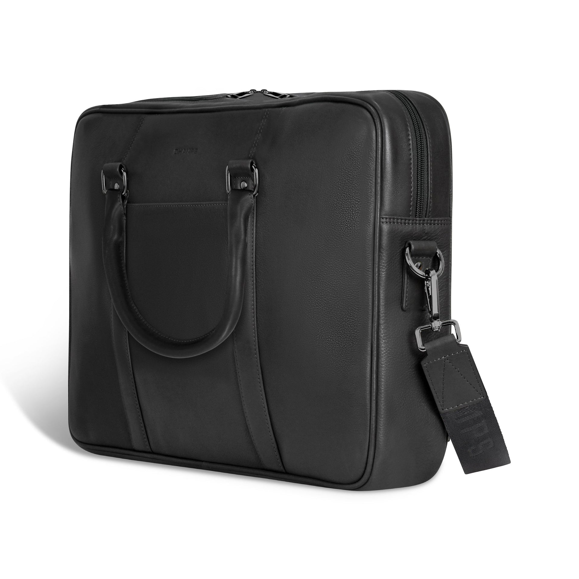 Onyx / Leather Slim Briefcase Champs Luggage Shopify Collective