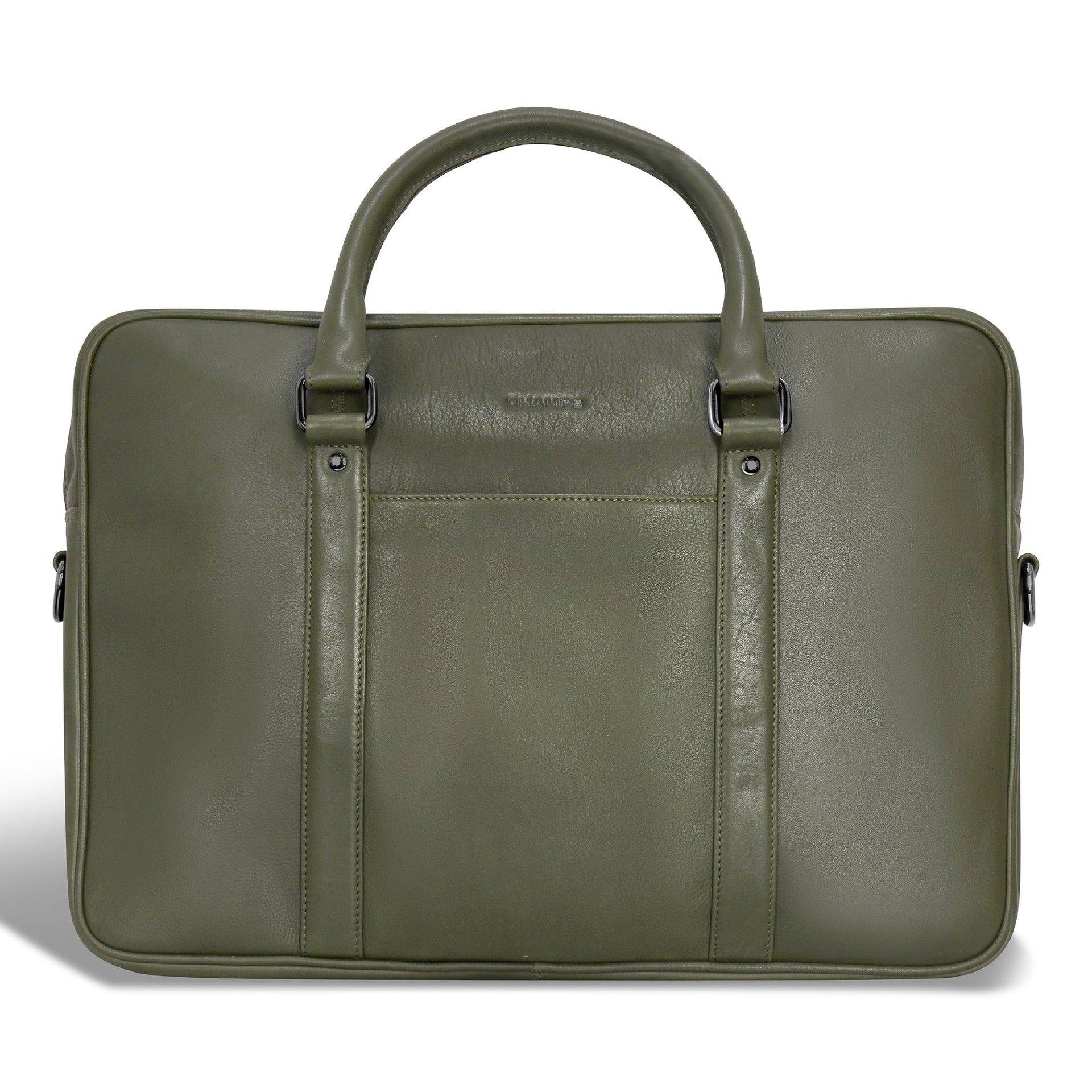 Onyx / Leather Slim Briefcase Khaki Champs Luggage Shopify Collective