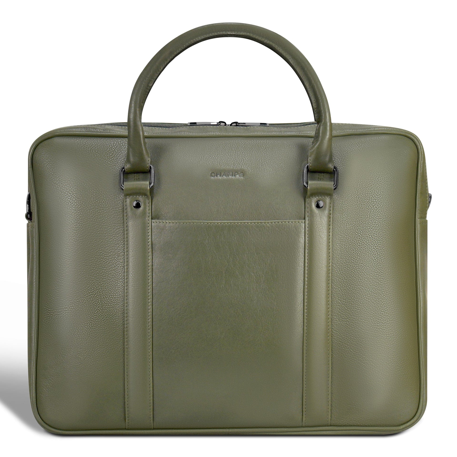 Onyx / Leather Briefcase Khaki Champs Luggage Shopify Collective