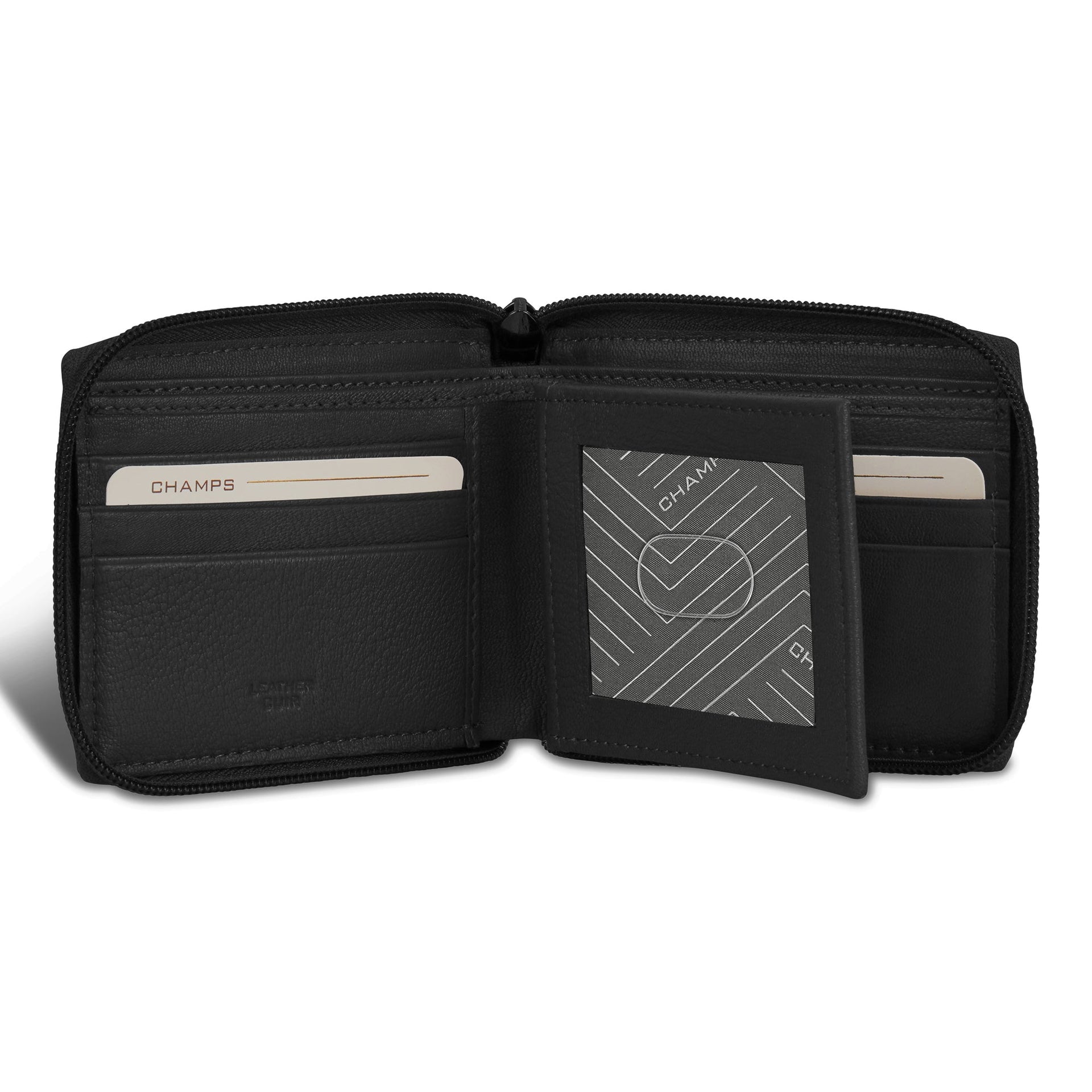 Onyx / Leather Zip Around Wallet Champs Luggage Shopify Collective