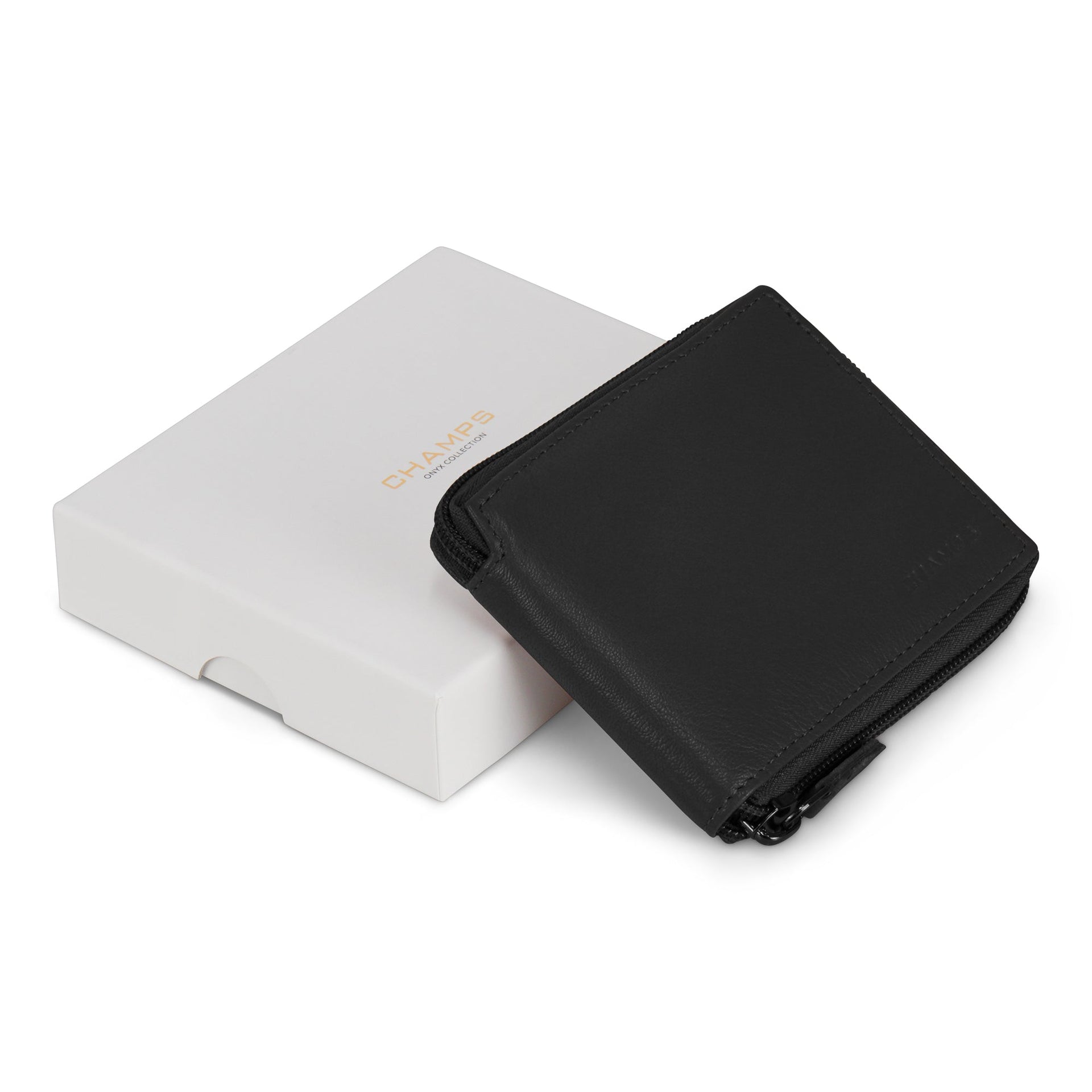 Onyx / Leather Zip Around Wallet Champs Luggage Shopify Collective