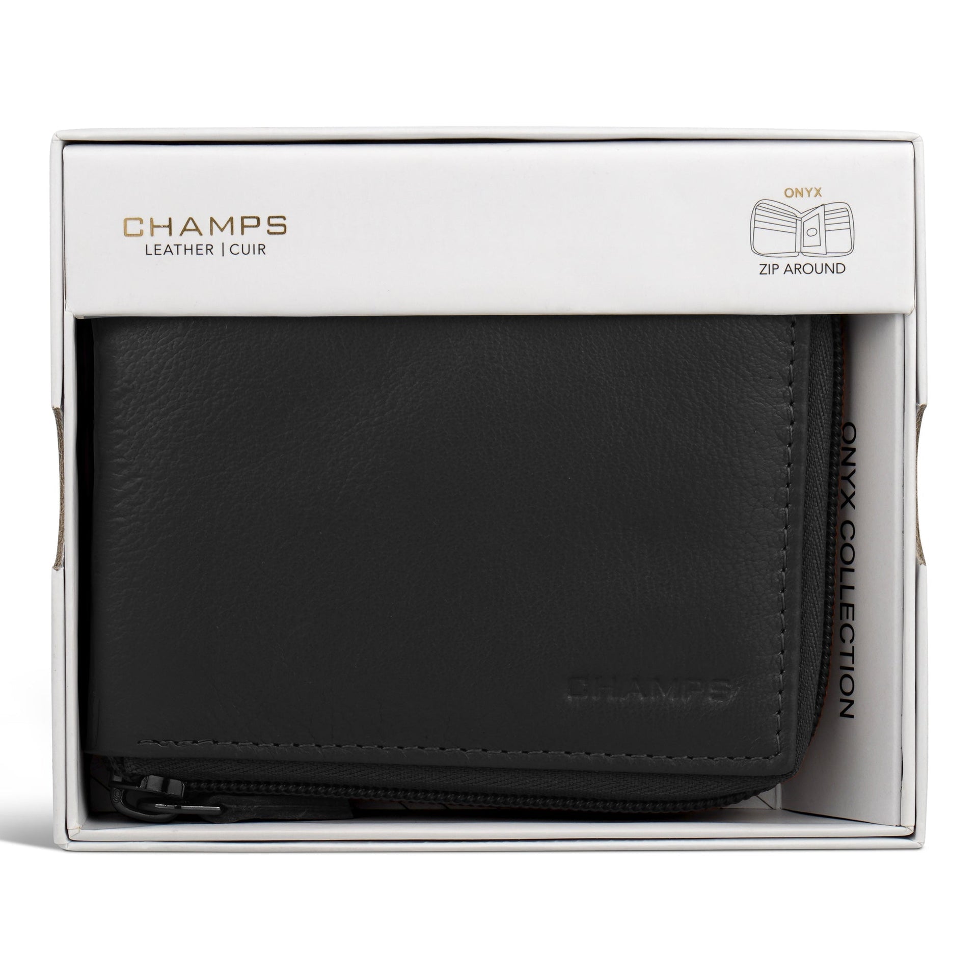 Onyx / Leather Zip Around Wallet Champs Luggage Shopify Collective