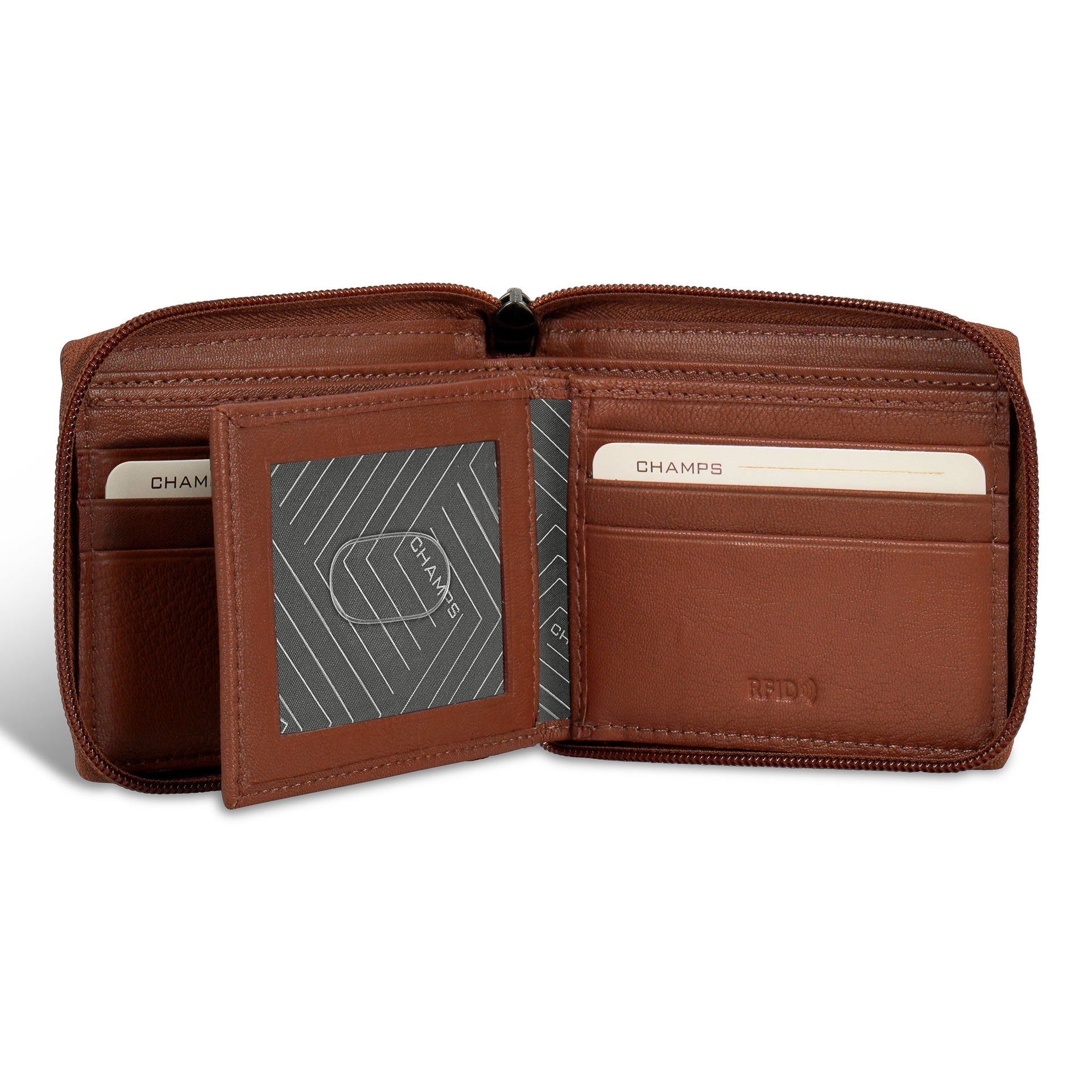 Onyx / Leather Zip Around Wallet Champs Luggage Shopify Collective
