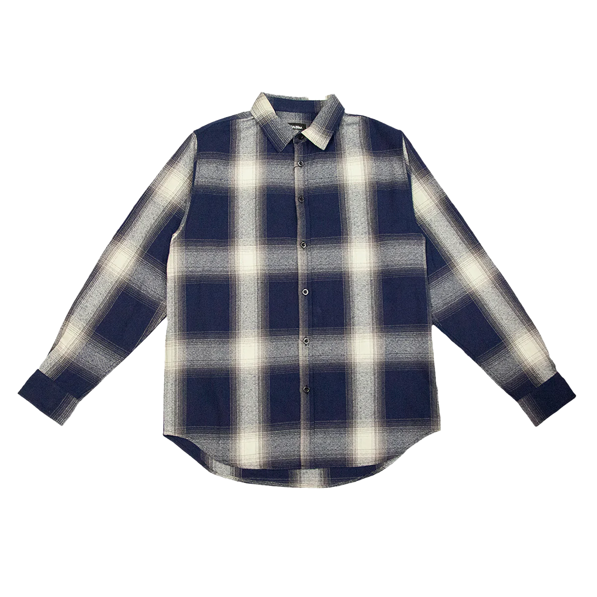 Plaid Flannel Overshirt Cream Navy COTTON / POLYESTER MEN MIDWEIGHT Shaka Wear SLIGHT OVERSIZED