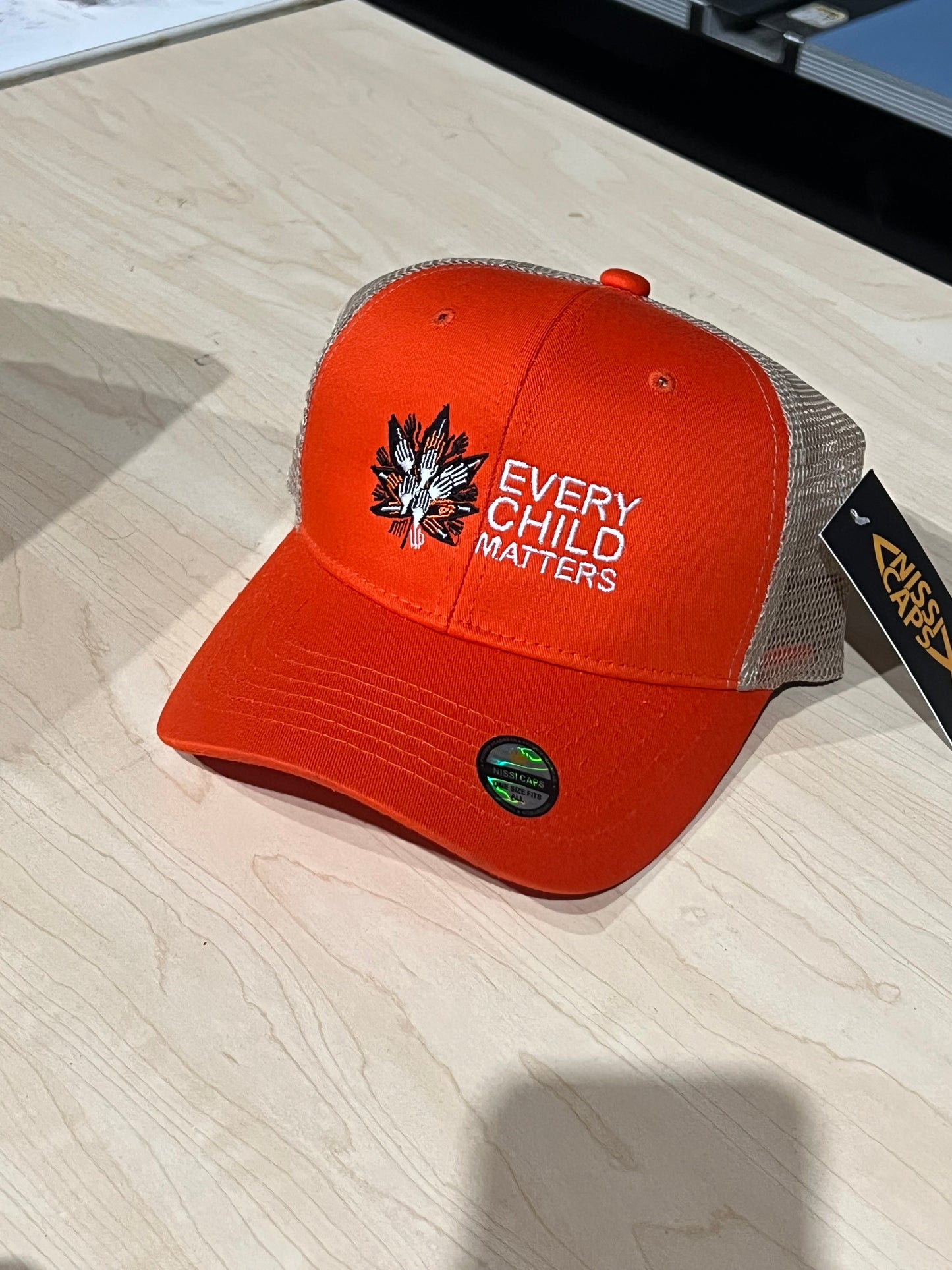 Trucker Mesh Cap with "Every Child Matters" Hands Maple Leaf Design