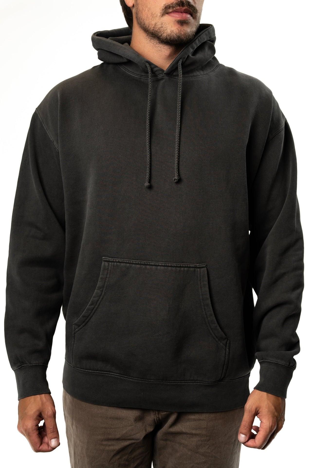 IND4000PD - Heavyweight Pigment Hooded Pullover Pigment Black 4000 BASIC FLEECE COTTON / POLYESTER Heavyweight IND4000 IND4000PD INDEPENDENT MEN Pigment Dye PIGMENT DYES pullover PULLOVERS REGULAR tearaway
