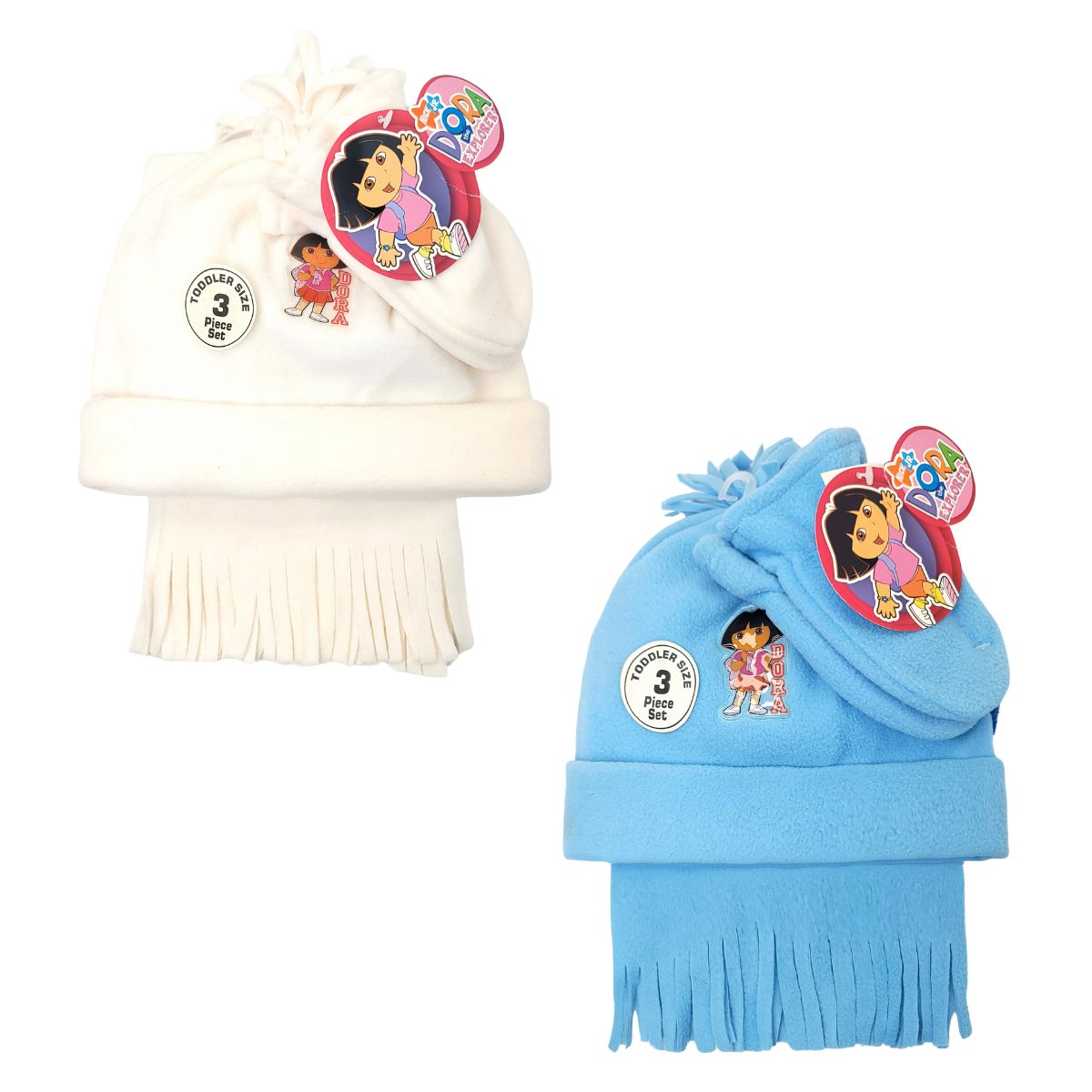 Toddler - Dora the Explorer 3 Pieces Set, Winter Hat, Mittens and scarf, Multi-Coloured Youths