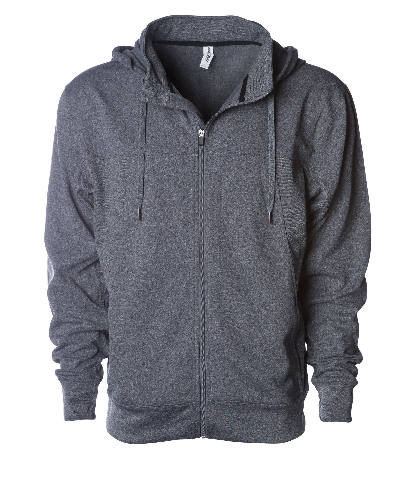 EXP80PTZ - Poly-Tech Zip Hooded Sweatshirt Gunmetal CLOSEOUT COTTON / POLYESTER EXP EXP CLOSE OUT EXP80 fleece INDEPENDENT MEN mens ON SALE OUTERWEAR REGULAR tearaway WATER RESISTANT ZIPS