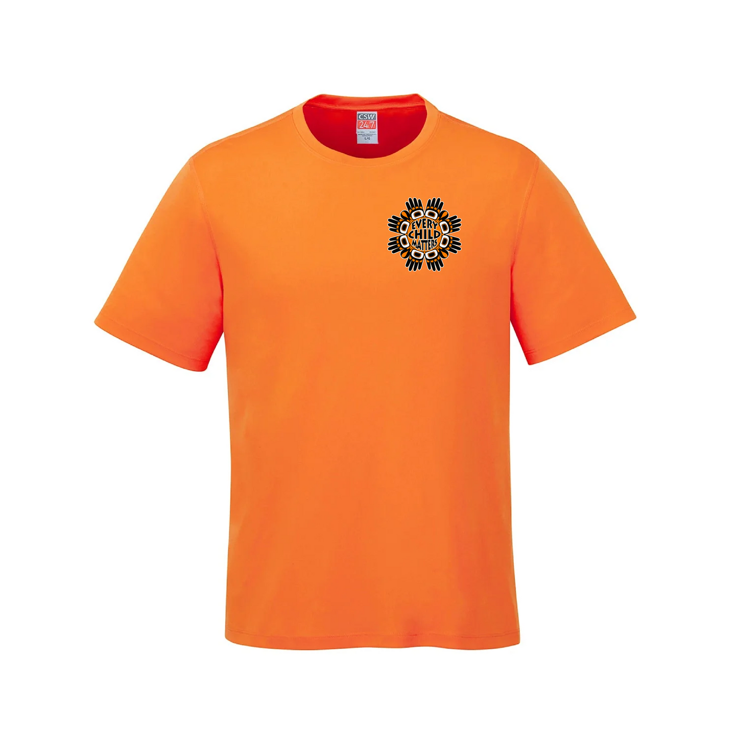 Subtle Impact Orange Shirt Day T-Shirt - Small Circular Hands Design 'EVERY CHILD MATTERS'