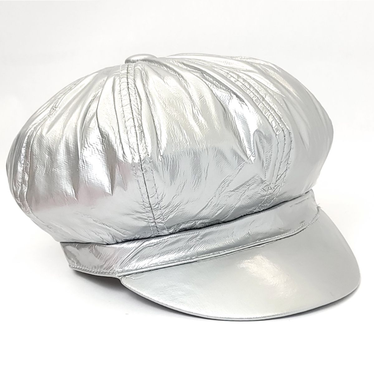 Newsboy Hat - PU Vinyl, Multi-Coloured Silver OSFA