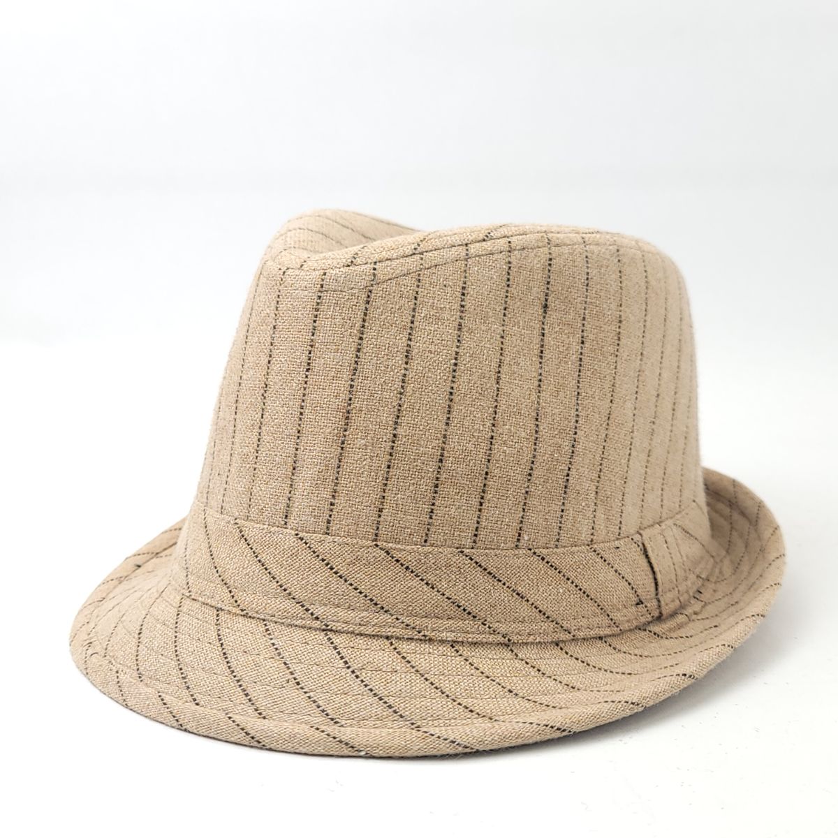 Fedora Hat - Pinstripe, Khaki or Brown, OS OSFA Khaki Fashion Hat