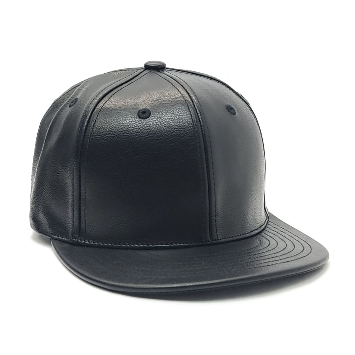 Plain PU Leather Snapback Cap-KNW1505, Black Plain Cap Plain Snapback