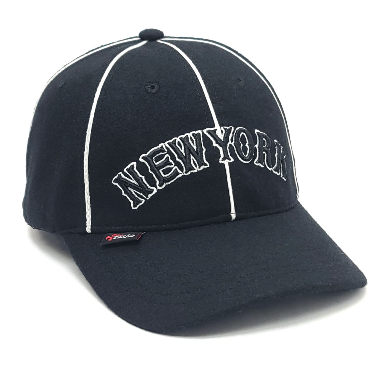 "New York" Logo Fitted, Melton Cap - ZMW01, Black Logo Cap