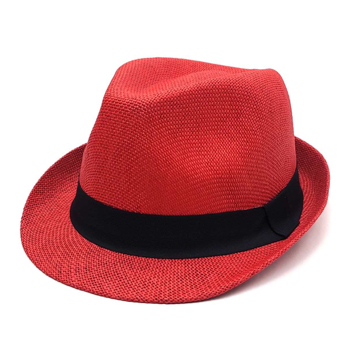 Fedora Hat - F2781, 100% Straw, Multi-Coloured, OSFA, Adjustable Red OSFA Fashion Hat New