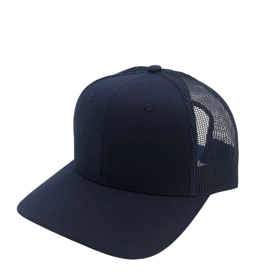 GNV-003M - Premium Pro Style 6 Panels Mesh Trucker Cap Navy One Size 6 PANELS COTTON / POLYESTER CURVE HIGH PROFILE MESH nissi caps SNAPBACK STRUCTURED UNISEX