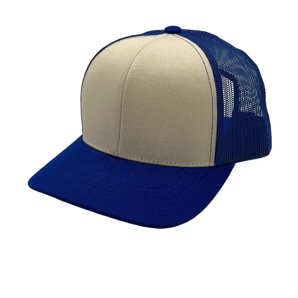 GNV-003M - Premium Pro Style 6 Panels Mesh Trucker Cap Royal Stone One Size 6 PANELS COTTON / POLYESTER CURVE HIGH PROFILE MESH nissi caps SNAPBACK STRUCTURED UNISEX