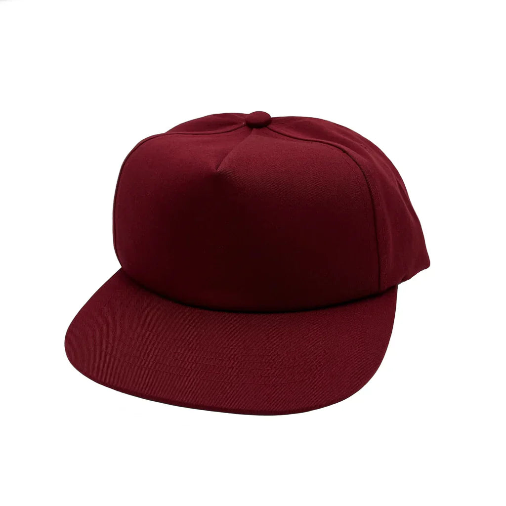 GNV-011 - CVC 5 Panels Unstructured Flat Bill Cap Burgundy One Size 5 PANELS 5 PANELS - UNSTRUCTURED COTTON / POLYESTER FLAT low profile nissi caps SNAPBACK UNISEX UNSTRUCTURED