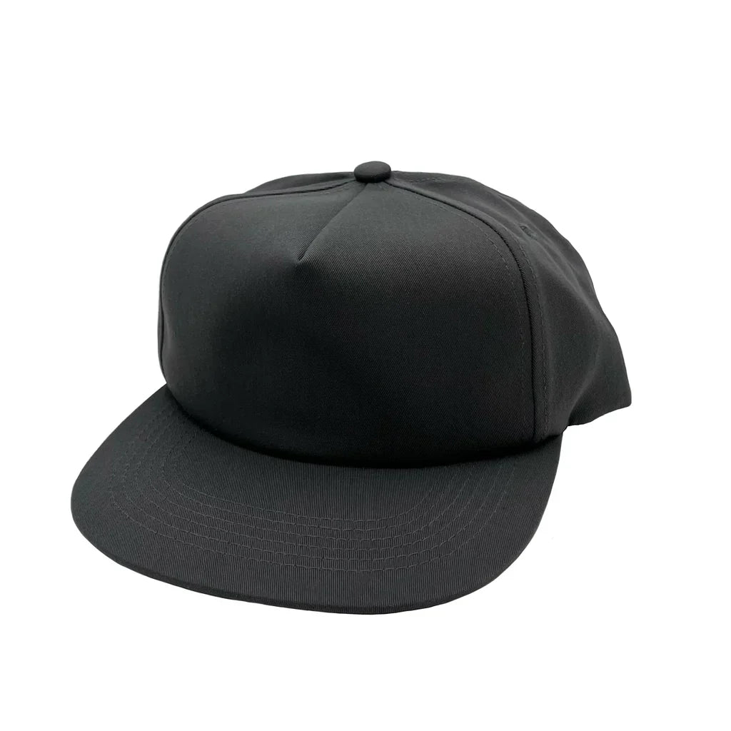 GNV-011 - CVC 5 Panels Unstructured Flat Bill Cap Charcoal One Size 5 PANELS 5 PANELS - UNSTRUCTURED COTTON / POLYESTER FLAT low profile nissi caps SNAPBACK UNISEX UNSTRUCTURED