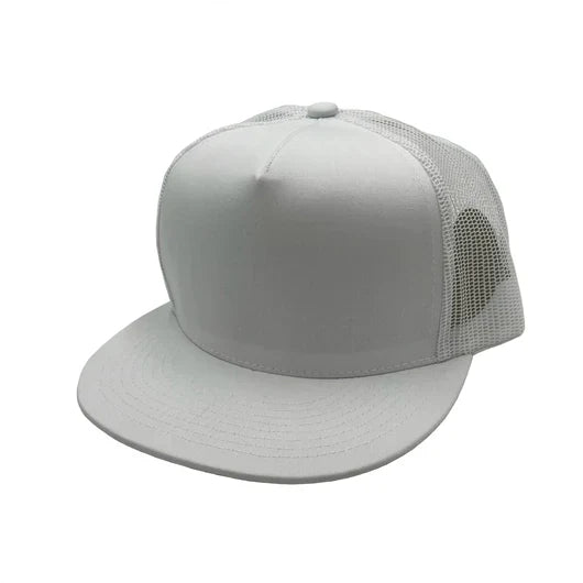 NISSI CAPS 5 Panels Round Flat Bill Mesh Snapback Cap