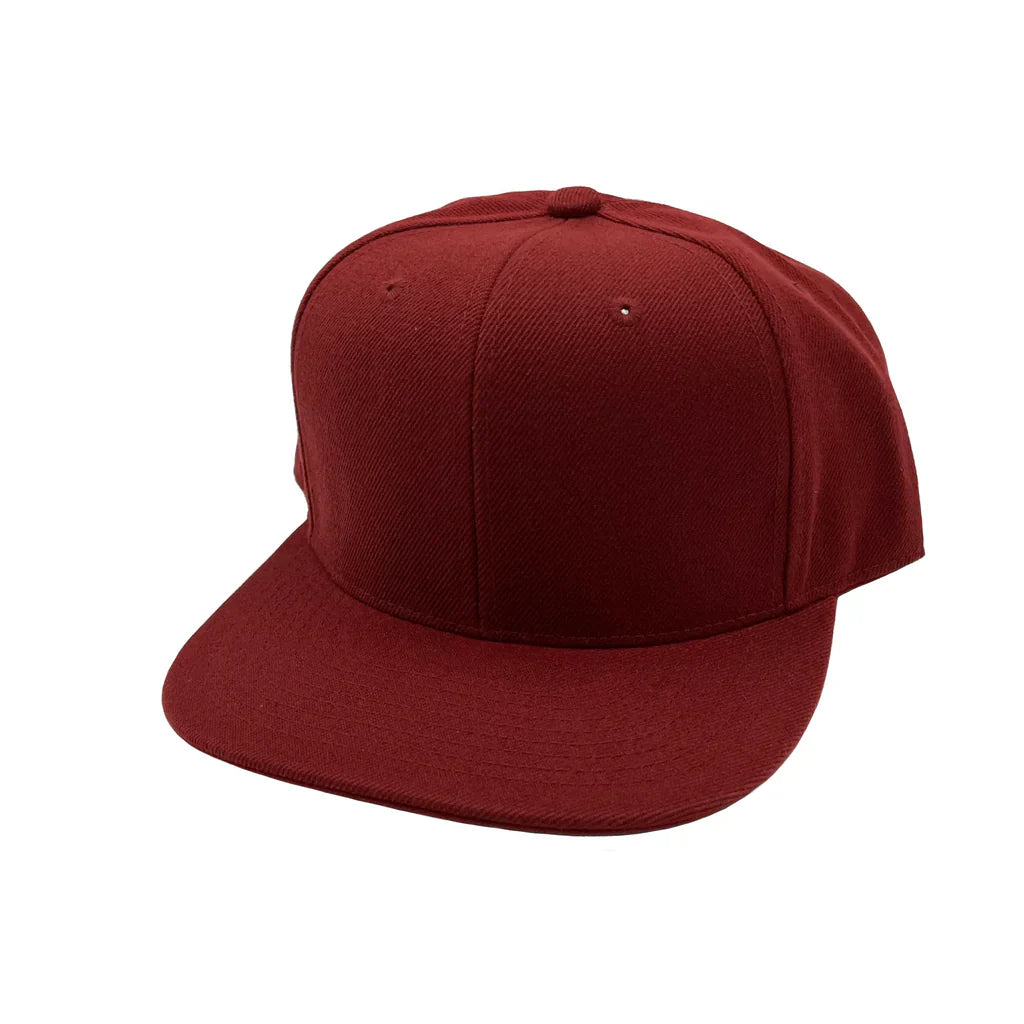 GNV-AS002 - 6 Panels Flat Bill Snapback Cap Burgundy One Size 6 PANELS ACRYLIC FLAT HIGH PROFILE nissi caps SNAPBACK STRUCTURED UNISEX