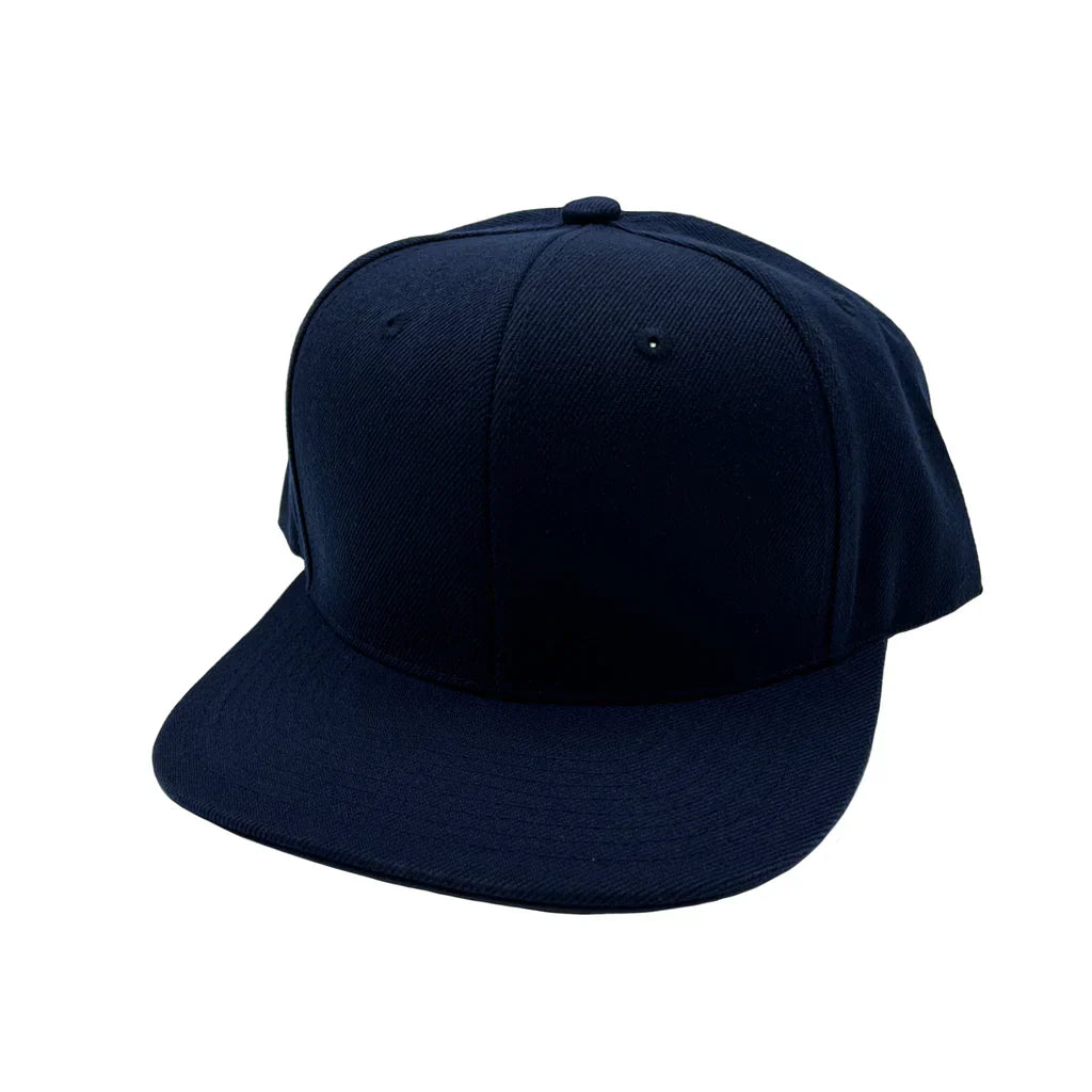 GNV-AS002 - 6 Panels Flat Bill Snapback Cap Navy One Size 6 PANELS ACRYLIC FLAT HIGH PROFILE nissi caps SNAPBACK STRUCTURED UNISEX