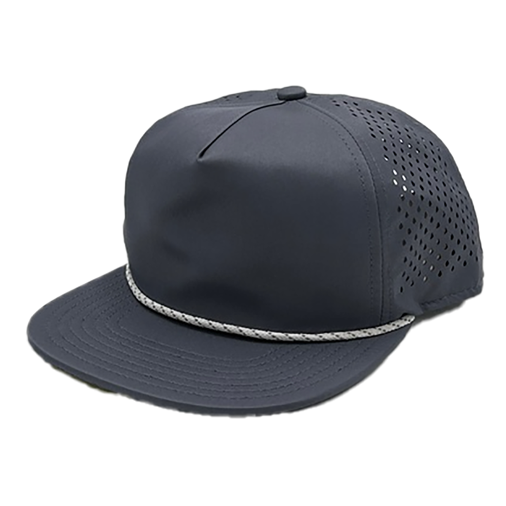 GNV-DT724FV - 5 Panels Droplets Mesh W/String Flat Bill Dark Grey One Size 5 PANELS FLAT hats HIGH PROFILE MESH nissi caps POLYESTER ROPE SNAPBACK UNISEX UNSTRUCTURED