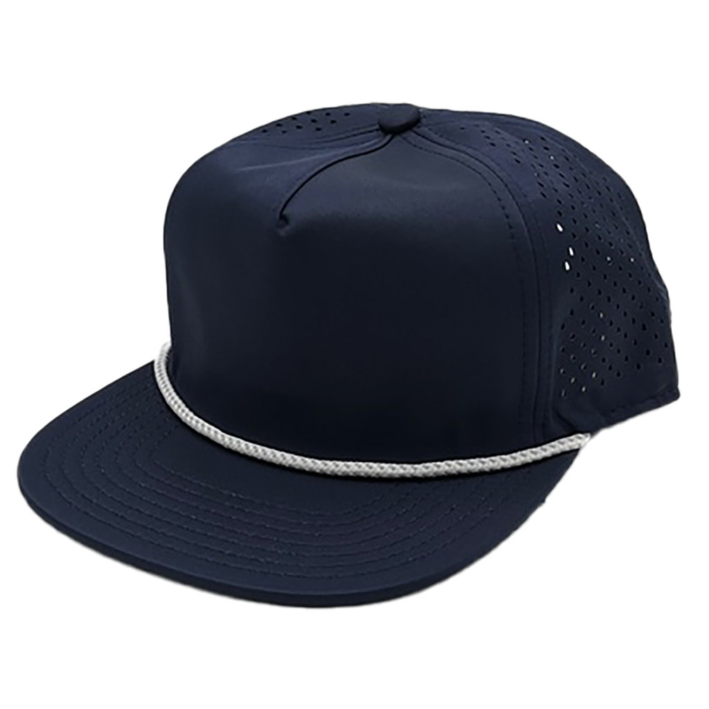 GNV-DT724FV - 5 Panels Droplets Mesh W/String Flat Bill Navy One Size 5 PANELS FLAT hats HIGH PROFILE MESH nissi caps POLYESTER ROPE SNAPBACK UNISEX UNSTRUCTURED