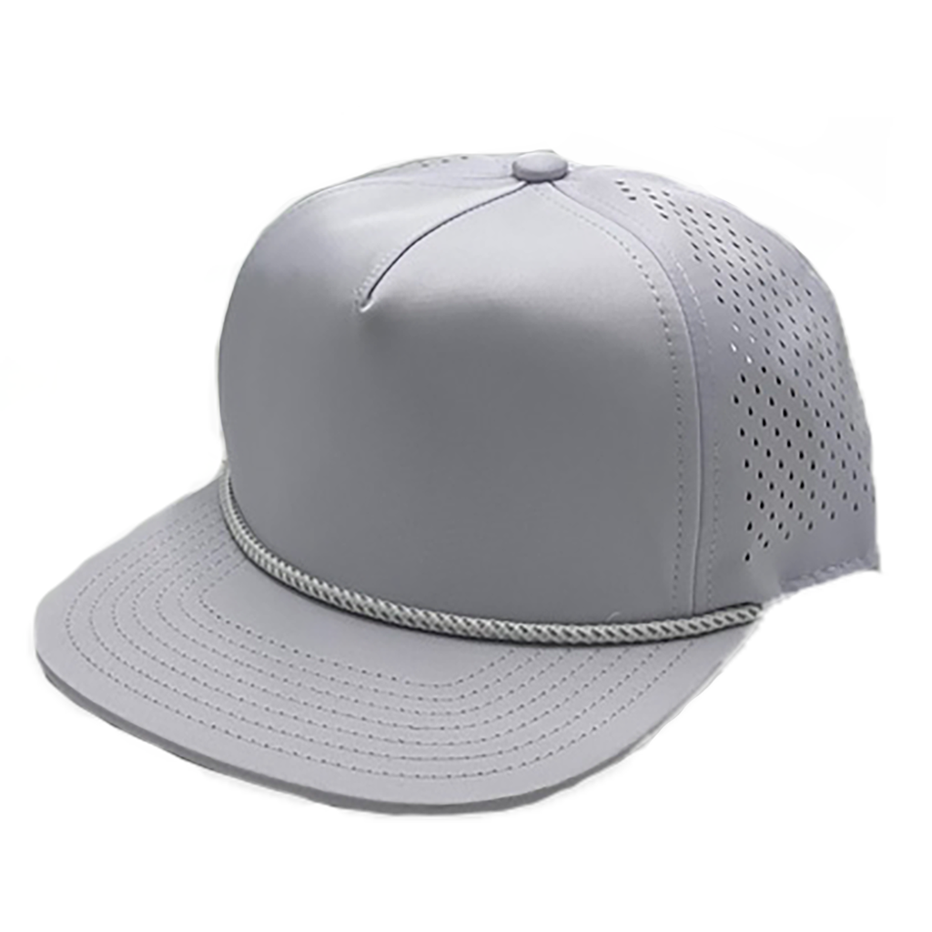 GNV-DT724FV - 5 Panels Droplets Mesh W/String Flat Bill White One Size 5 PANELS FLAT hats HIGH PROFILE MESH nissi caps POLYESTER ROPE SNAPBACK UNISEX UNSTRUCTURED