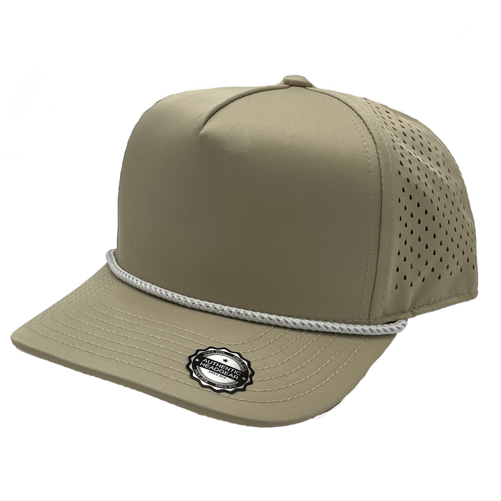 GNV-DT724P - 5 Panels Droplets W/String Curved Bill Khaki One Size 5 PANELS CURVE hats HIGH PROFILE MESH nissi caps POLYESTER ROPE SNAPBACK STRING STRING HAT STRUCTURED UNISEX