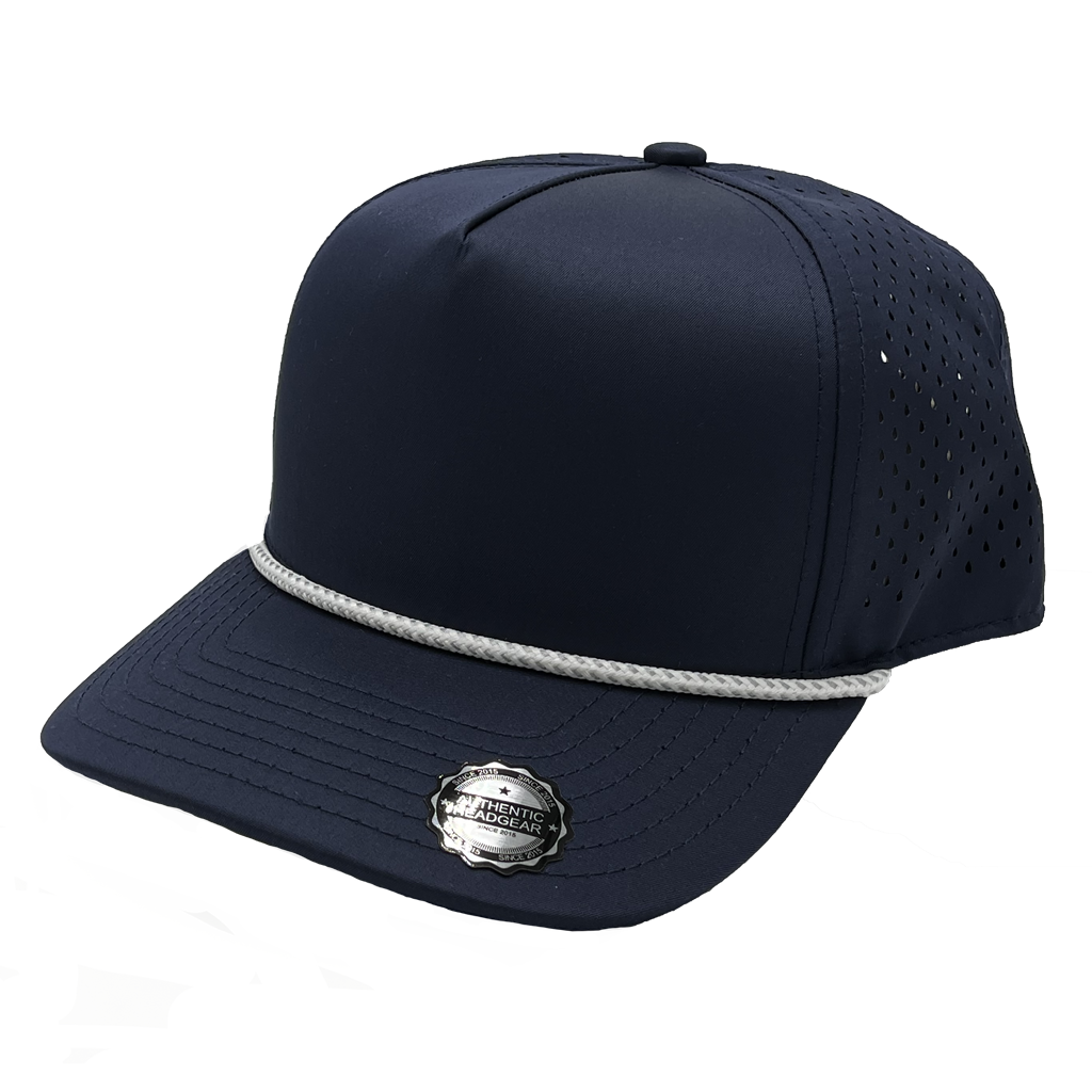 GNV-DT724P - 5 Panels Droplets W/String Curved Bill Navy One Size 5 PANELS CURVE hats HIGH PROFILE MESH nissi caps POLYESTER ROPE SNAPBACK STRING STRING HAT STRUCTURED UNISEX