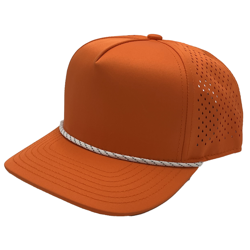 GNV-DT724P - 5 Panels Droplets W/String Curved Bill Orange One Size 5 PANELS CURVE hats HIGH PROFILE MESH nissi caps POLYESTER ROPE SNAPBACK STRING STRING HAT STRUCTURED UNISEX