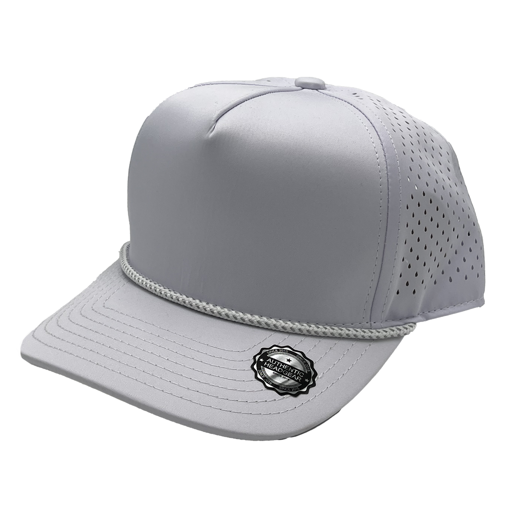 GNV-DT724P - 5 Panels Droplets W/String Curved Bill White One Size 5 PANELS CURVE hats HIGH PROFILE MESH nissi caps POLYESTER ROPE SNAPBACK STRING STRING HAT STRUCTURED UNISEX