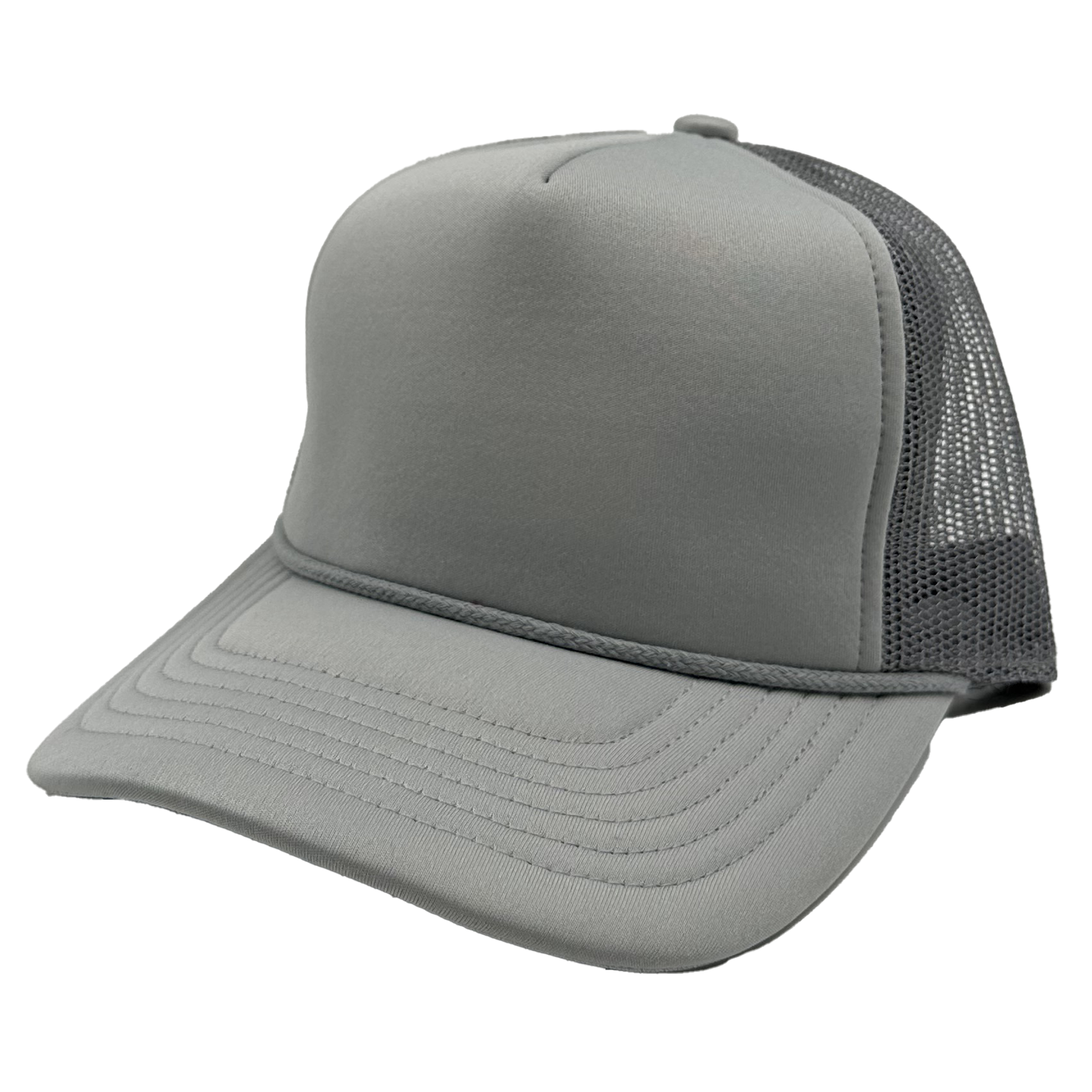 GNV-1222FT - Foam Trucker Cap Grey One Size 5 PANELS COTTON / POLYESTER CURVE FOAM GNV-1222FT HIGH PROFILE MESH nissi caps SNAPBACK UNISEX
