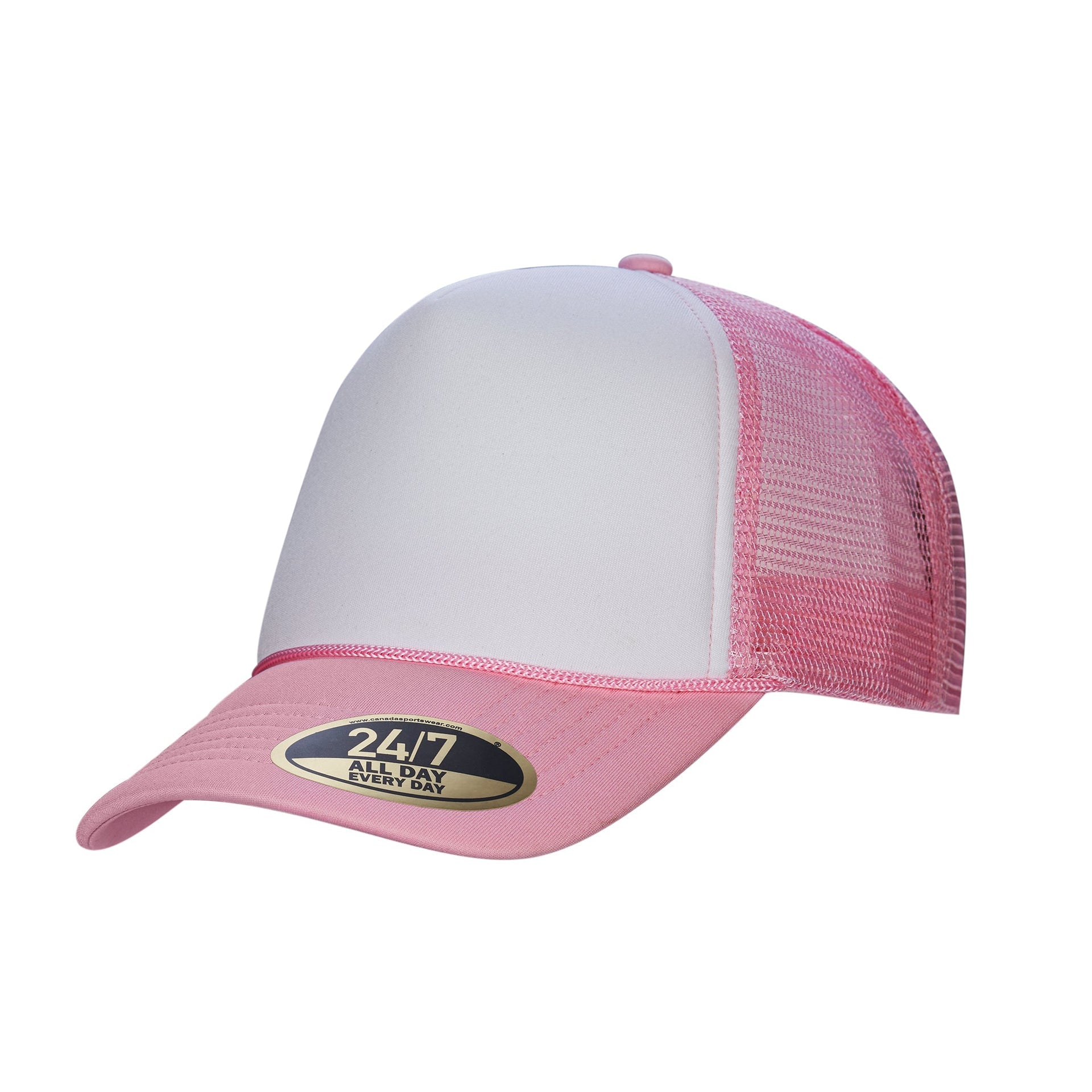 H08210 - Retro - 5-Panel Foam Snap Back Trucker Cap White Pink 08210 5-panel 8210 __label:7 Colors __label:IN-STOCK foam rope