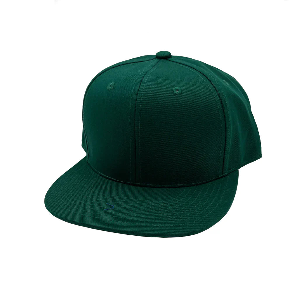GNV-OTS001 - 6 Panels Flat Bill Snapback Hunter Green One Size 6 PANELS COTTON FLAT HIGH PROFILE nissi caps SNAPBACK STRUCTURED UNISEX