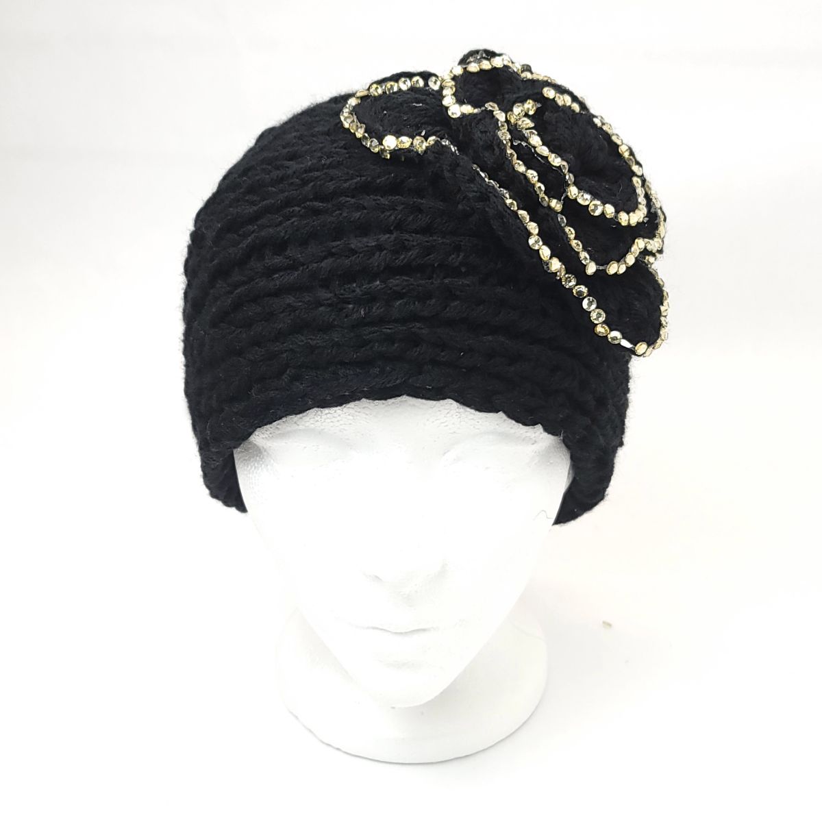 Winter Fashion Headband with Rhinestone Flower, - HB14BLA, Dozen Package Accessories