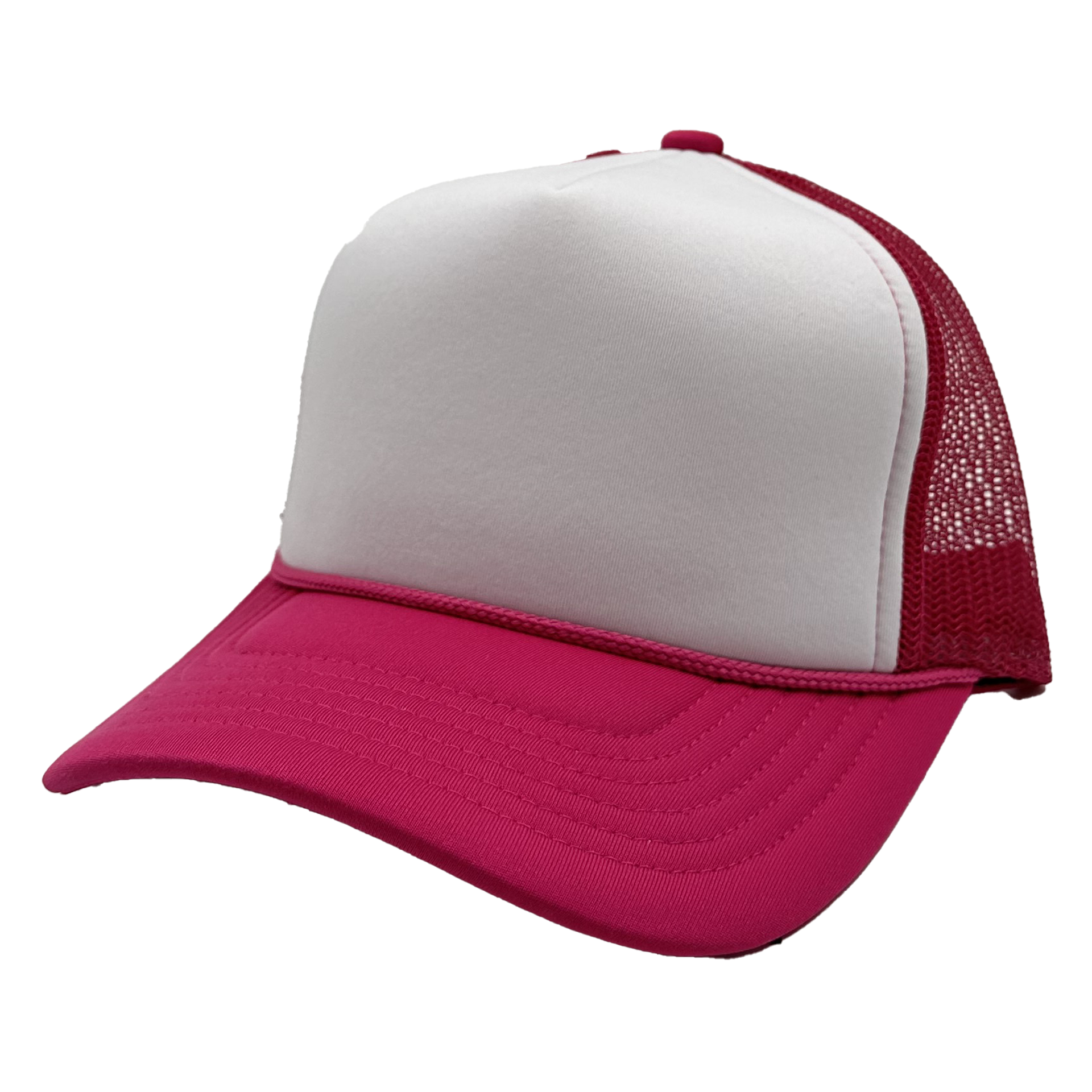GNV-1222FT - Foam Trucker Cap Hot Pink White One Size 5 PANELS COTTON / POLYESTER CURVE FOAM GNV-1222FT HIGH PROFILE MESH nissi caps SNAPBACK UNISEX