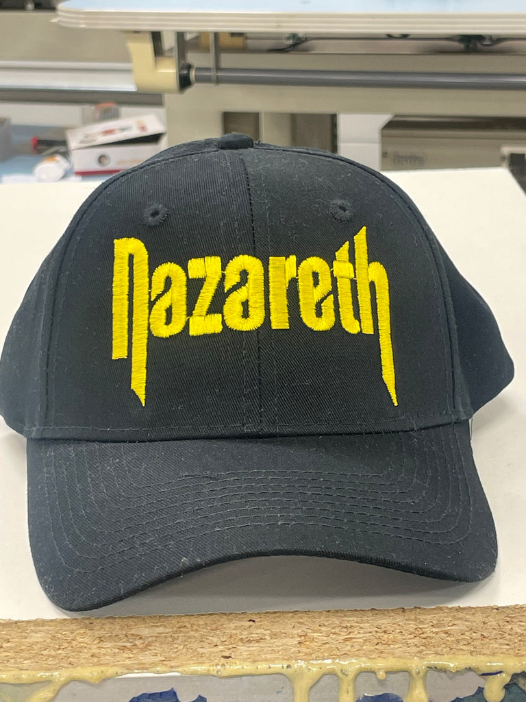 Nazareth yellow embroidered logo for Nazareth, a Scottish hard rock band formed in Dunfermline in 1968 that had several hits in Canada