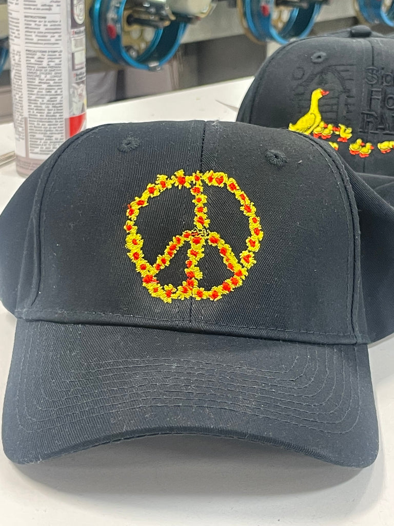 Peace Sign Embroidered with a flower motif 