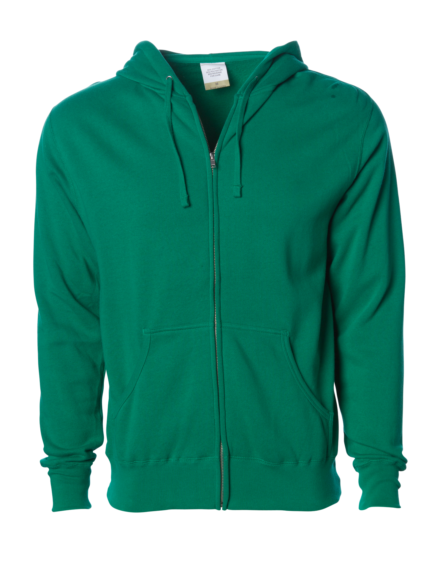 AFX4000Z - Lightweight Zip Hooded Sweatshirt Kelly Green AFX AFX4000 BASIC FLEECE CLOSEOUT COTTON / POLYESTER INDEPENDENT Lightweight MEN MEN'S REGULAR tearaway ZIPS