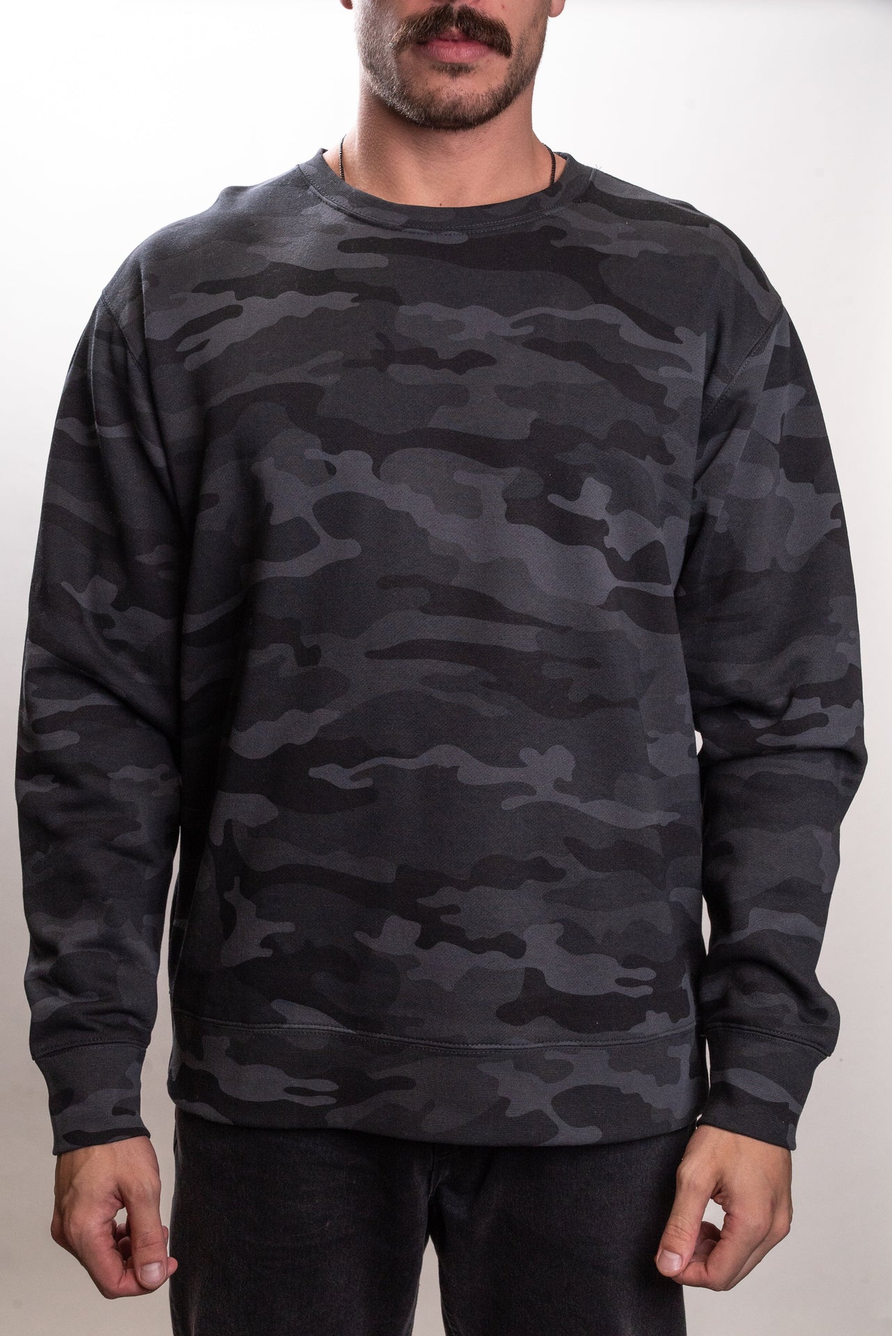 IND3000 - Men's Heavyweight Crew Neck Black Camo BASIC FLEECE COTTON / POLYESTER CREWS Heavyweight IND3000 INDEPENDENT MEN REGULAR tearaway