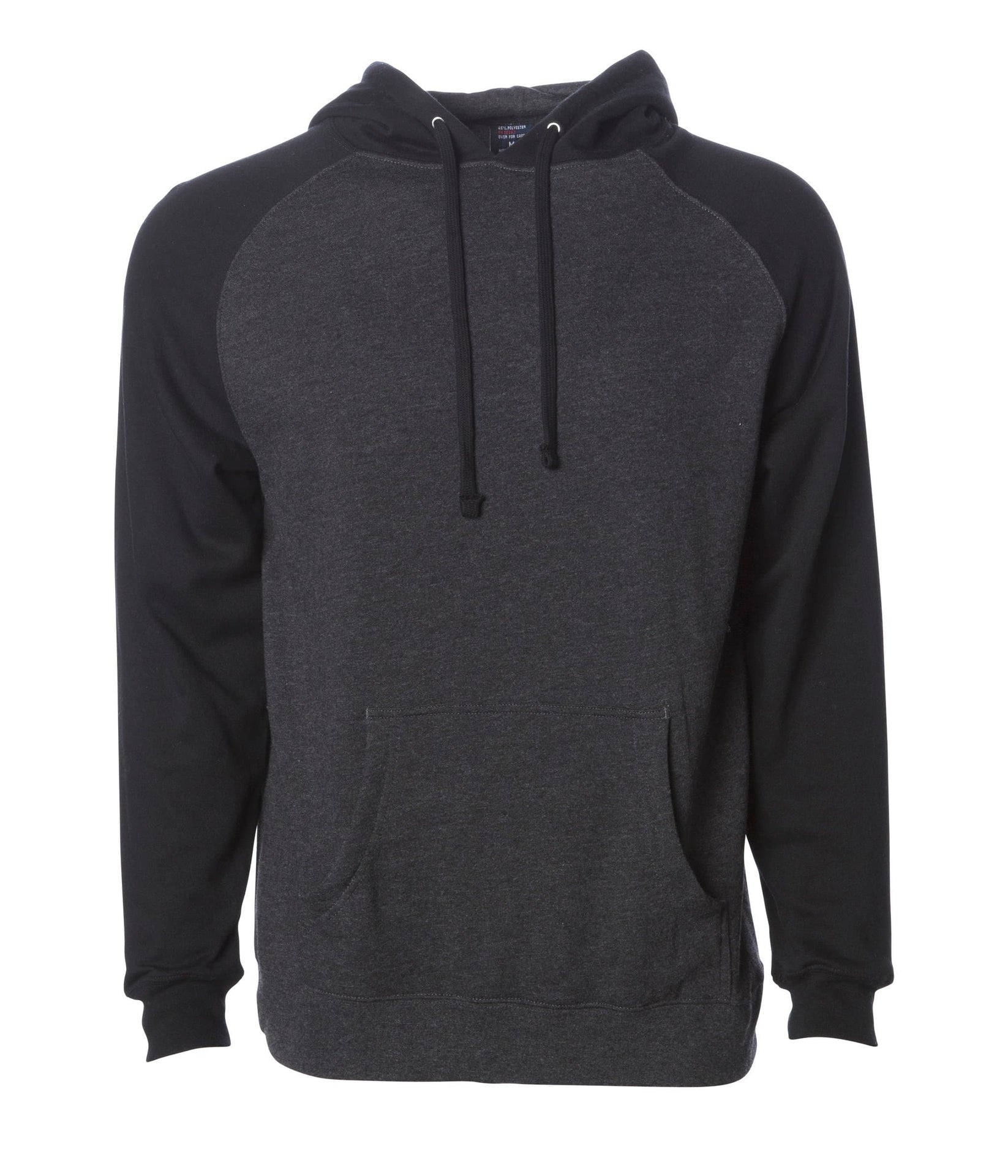 IND40RP - Raglan Hooded Pullover Sweatshirt Charcoal Heather Black BASIC FLEECE COTTON / POLYESTER FITTED hoodie ind IND40 IND40RP INDEPENDENT MEN OUTERWEAR pullover PULLOVERS sweatshirt tearaway