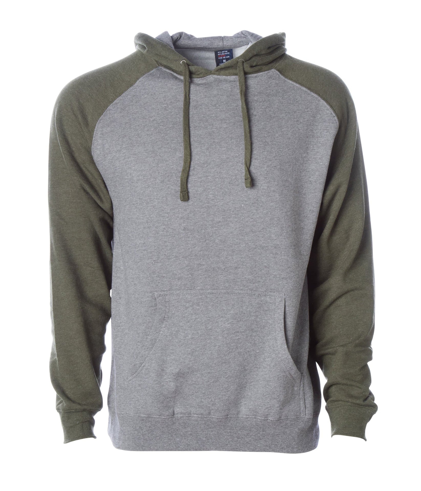 IND40RP - Raglan Hooded Pullover Sweatshirt Gunmetal Heather Army Heather BASIC FLEECE COTTON / POLYESTER FITTED hoodie ind IND40 IND40RP INDEPENDENT MEN OUTERWEAR pullover PULLOVERS sweatshirt tearaway