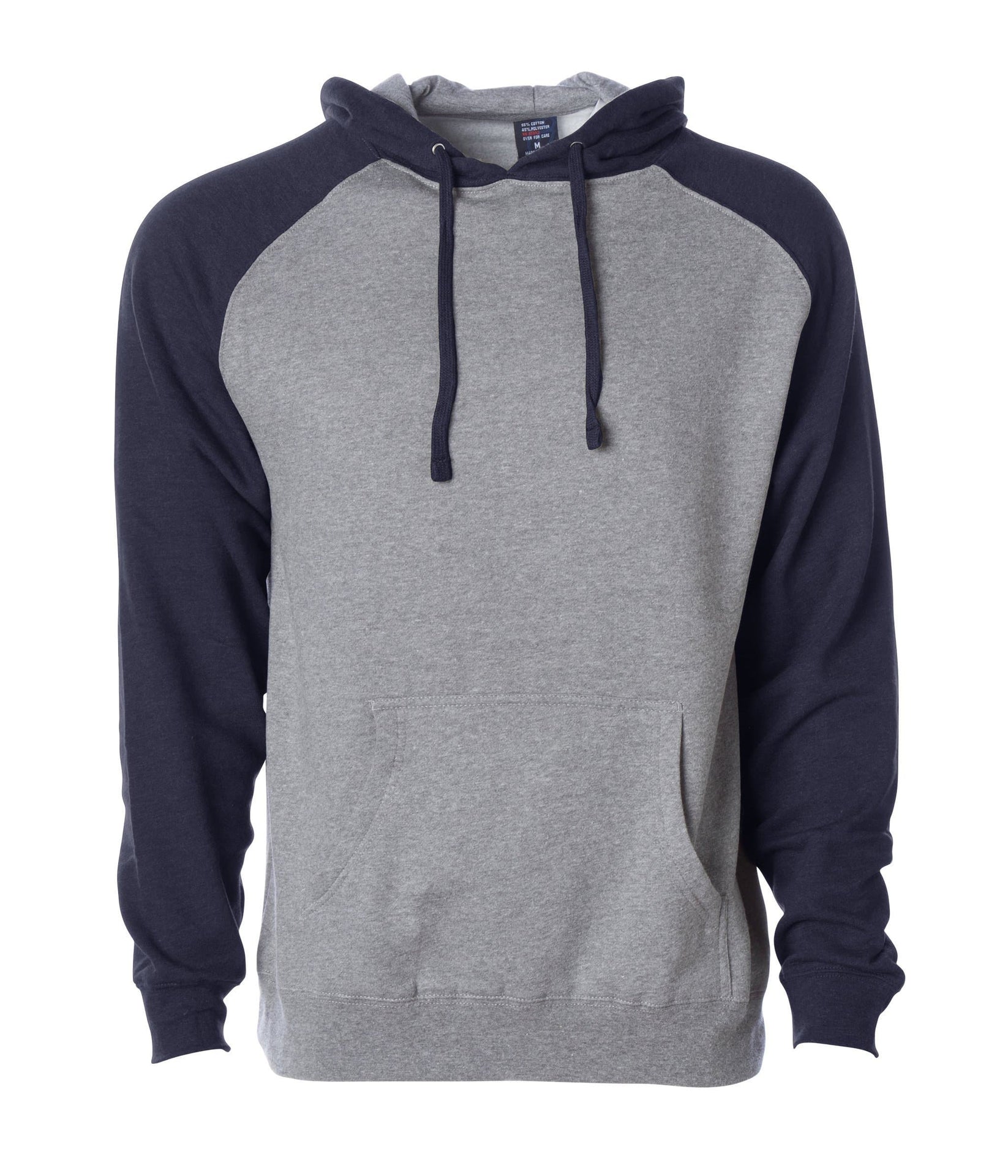 IND40RP - Raglan Hooded Pullover Sweatshirt Gunmetal Heather Classic Navy Heather BASIC FLEECE COTTON / POLYESTER FITTED hoodie ind IND40 IND40RP INDEPENDENT MEN OUTERWEAR pullover PULLOVERS sweatshirt tearaway