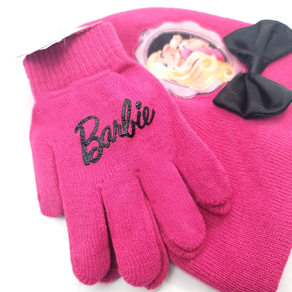 Youth - Barbie, 2pcs set, Winter Beanie & Gloves set, Multi-Coloured Youths