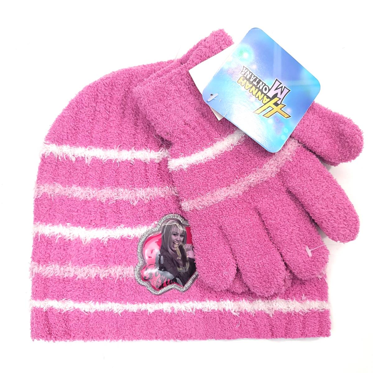 Youth - Hannah Montana, 2pcs set, Winter Beanie & Gloves set Pink Youth Youths
