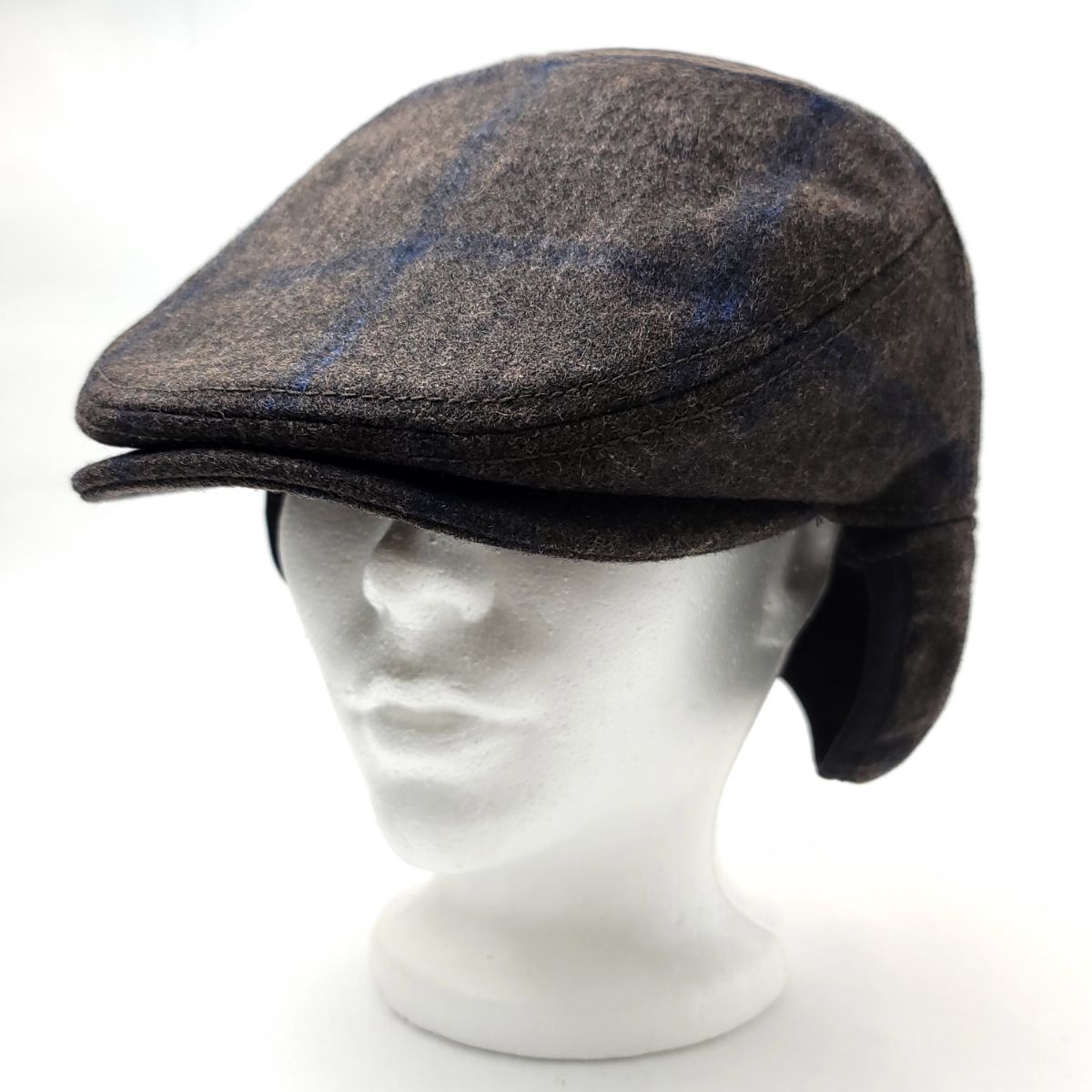 Wool Ivy Earflap Cap - IVE5033, 100% Wool, Plaid Pattern, 3 Sizes Brown Fashion Hat