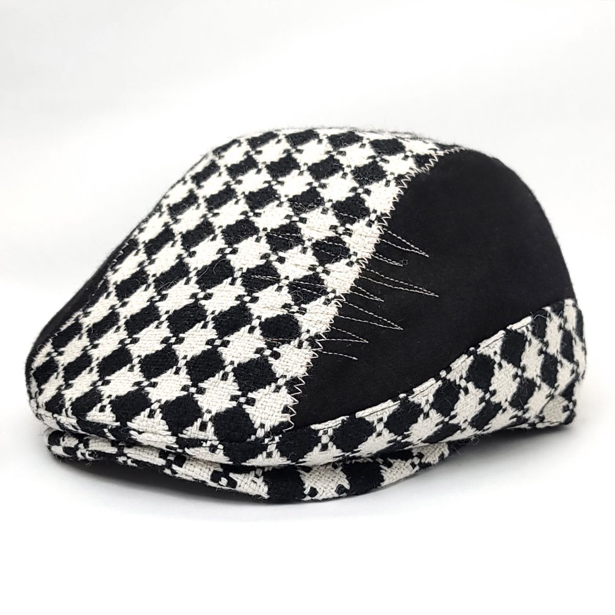 Fashion Ivy -M4320, Plaid Pattern, Black, M/L & L/XL Fashion Hat