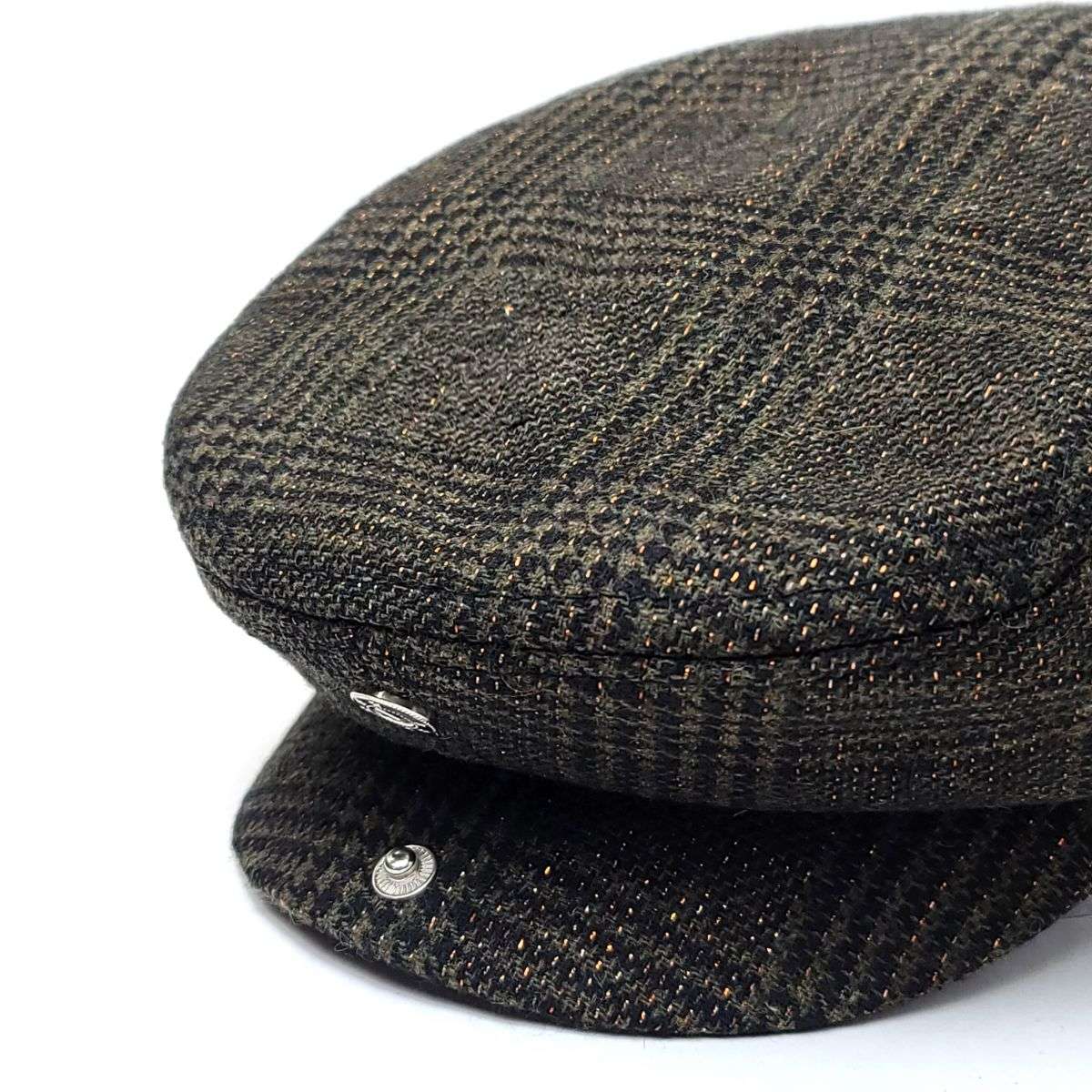 Fashion Ivy -JA7944, Plaid, Gold Glitter, Dark Brown, OSFA Fashion Hat