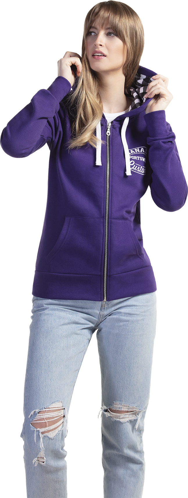 JK657 Custom Ladies 80/20 Full Zip Fleece Hoodie